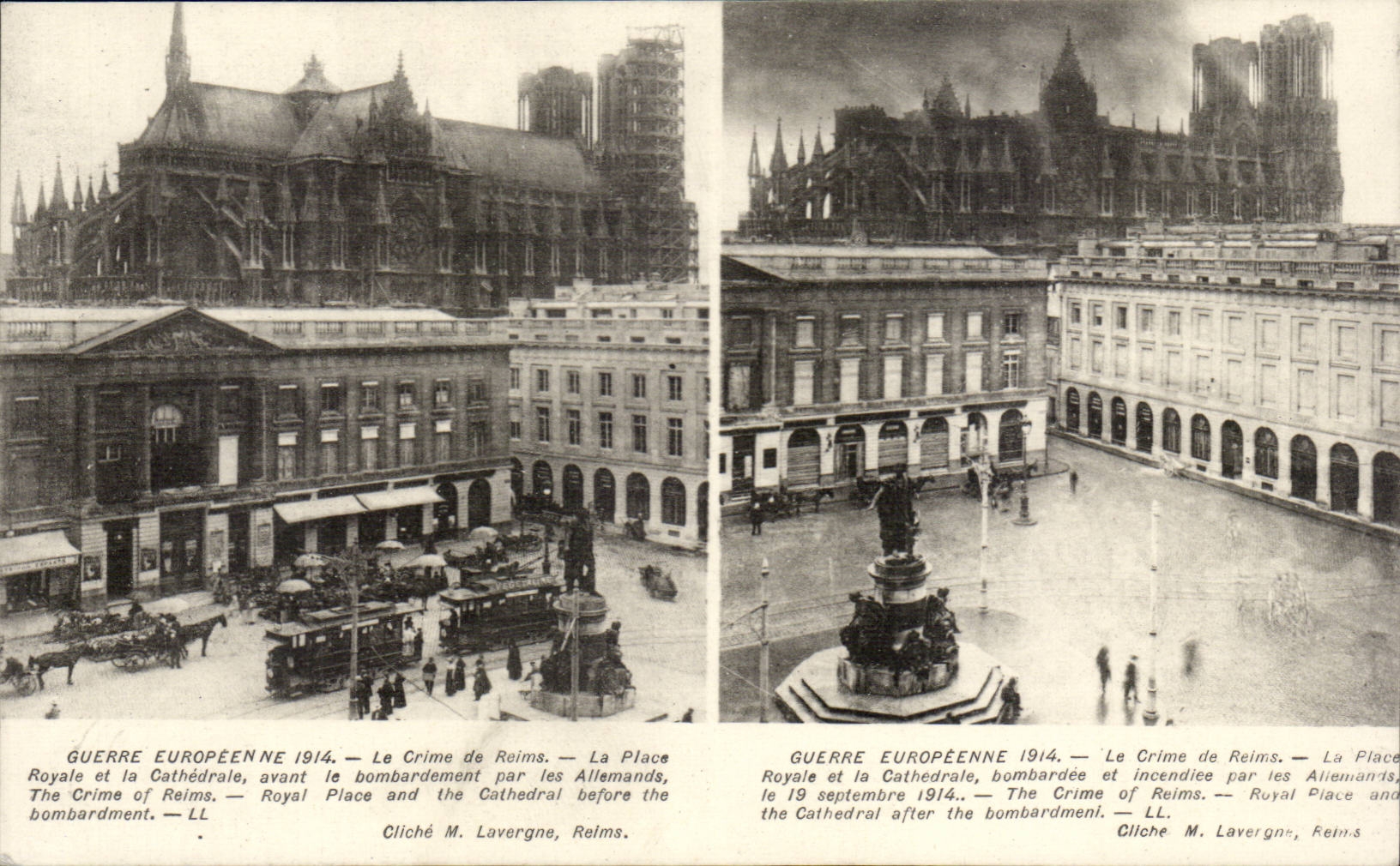 CPA European War of 1914 the crime of Reims