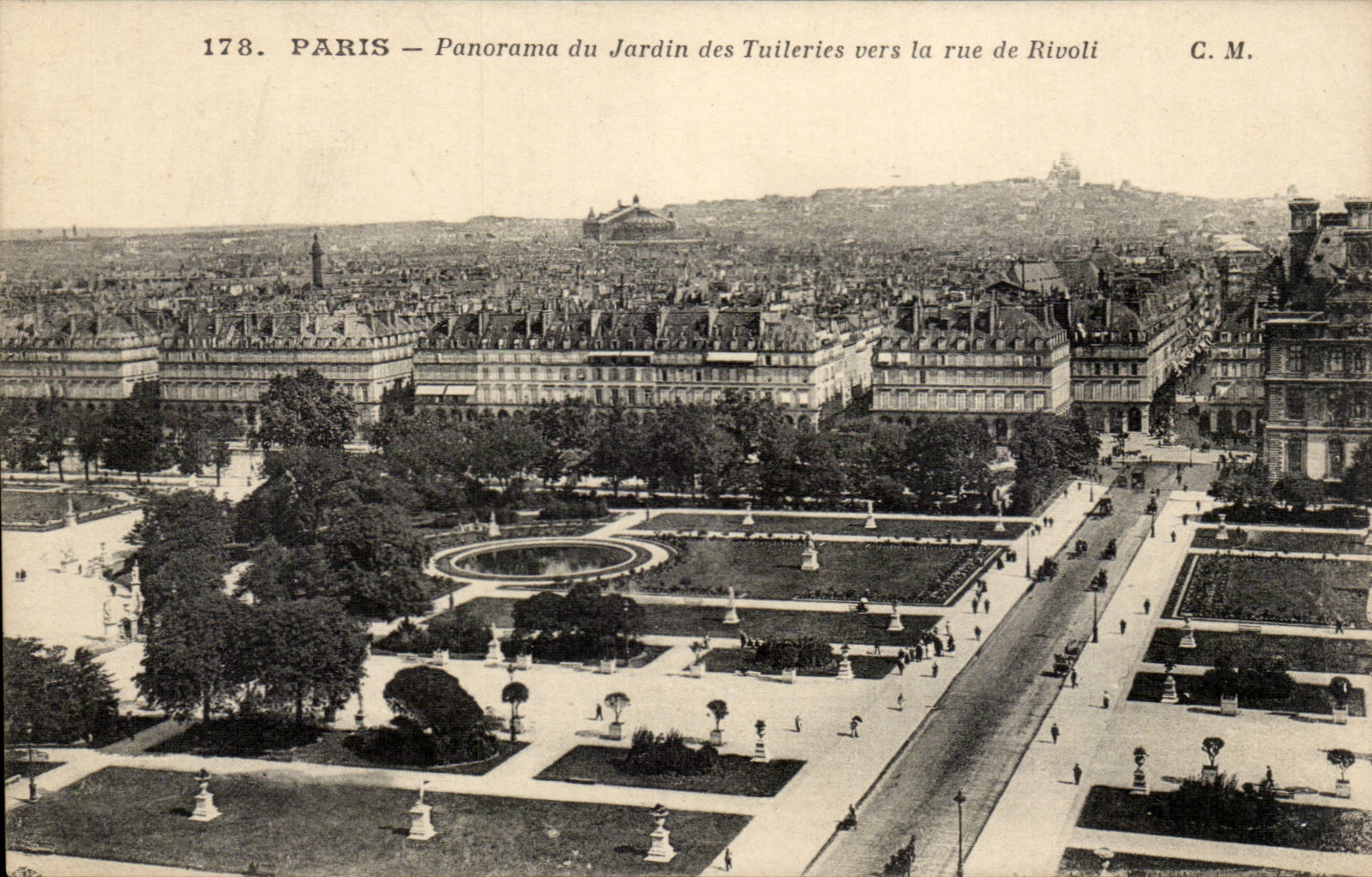 Paris - 1 - Panorama du Jardin des Tuileries vers la rue de Rivoli - CPA