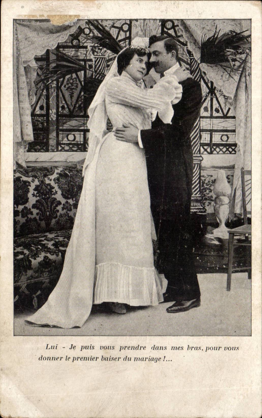 Fantaisie - Couple - Mariage - Wedding - Couple - Bride - CPA 