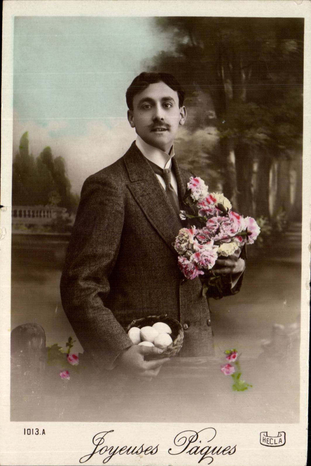 Fantasy - Man - Man with bouquet - CPA