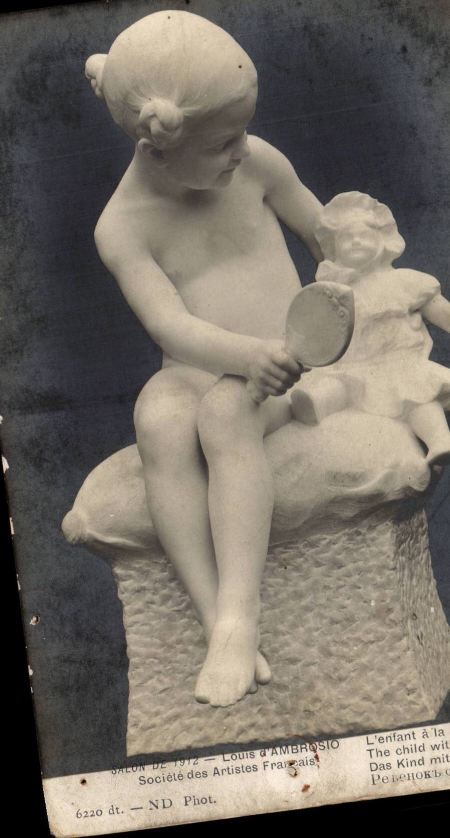 Kunste - Skulptur - ungewohnliche Skulptur - Kind mit Betrug - CPA