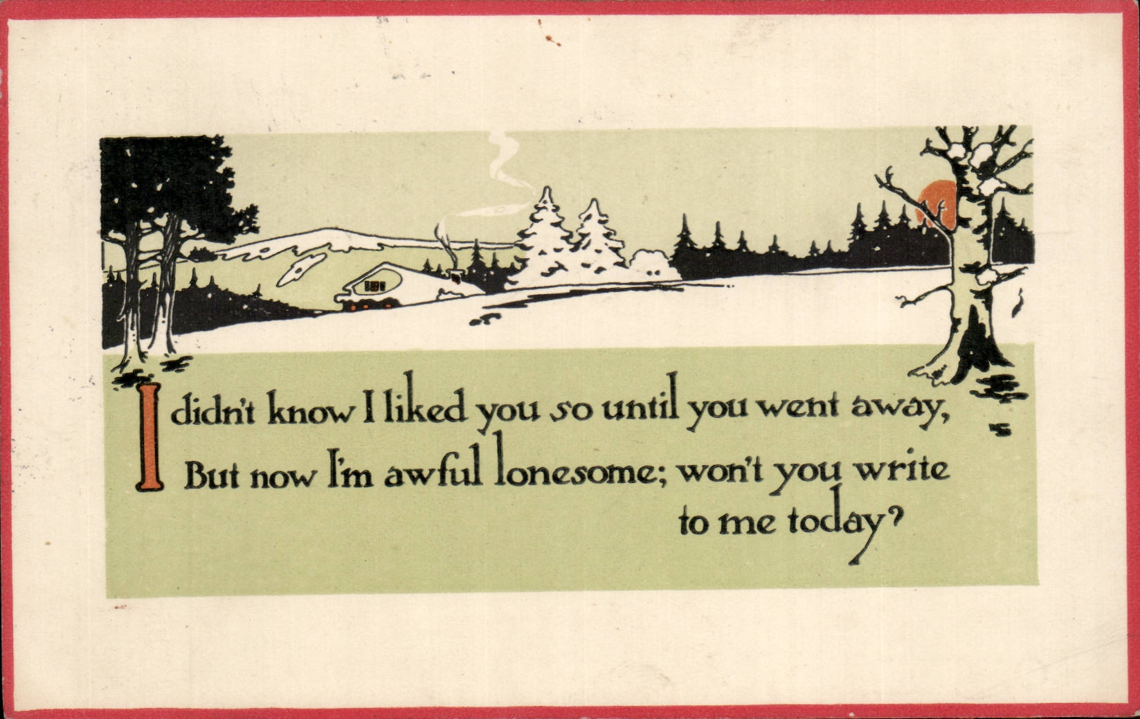 Wunsche - ich wusste nicht dass ich Sie so mochte bis Sie weggingen - Winterszene - CPA