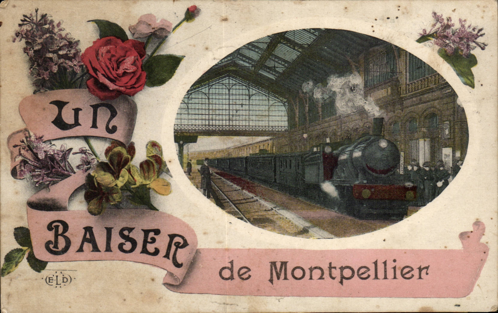 Montpellier - Un Baiser de Montpellier - train - zug - gare - CPA 