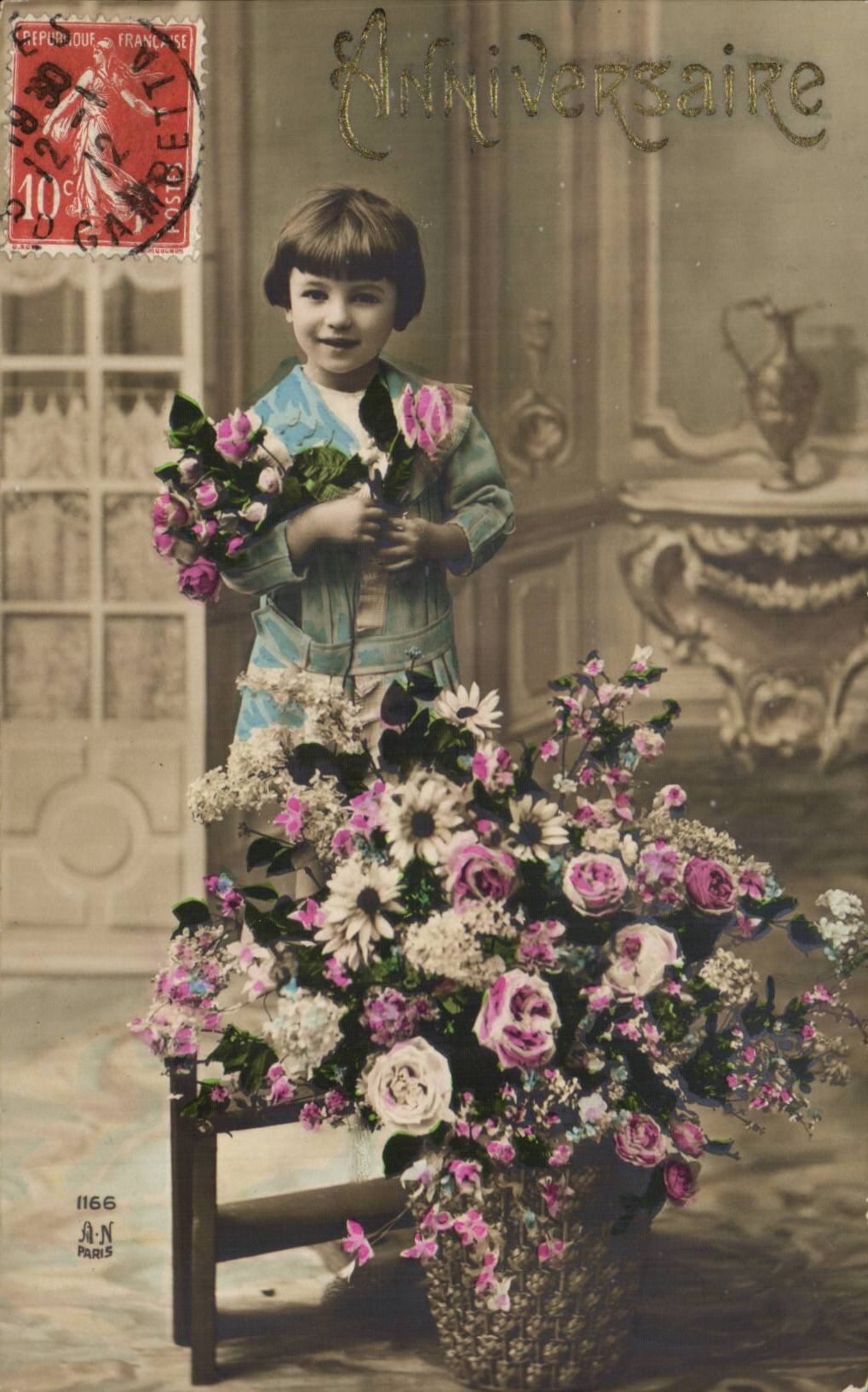 Fantasy - Child - Cute little girl with bobbed to hate - CPA