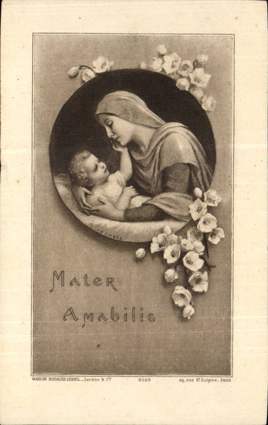 Fantasy - Baby Mother Mother and baby - lily of the valley - lily off the valey - CPA