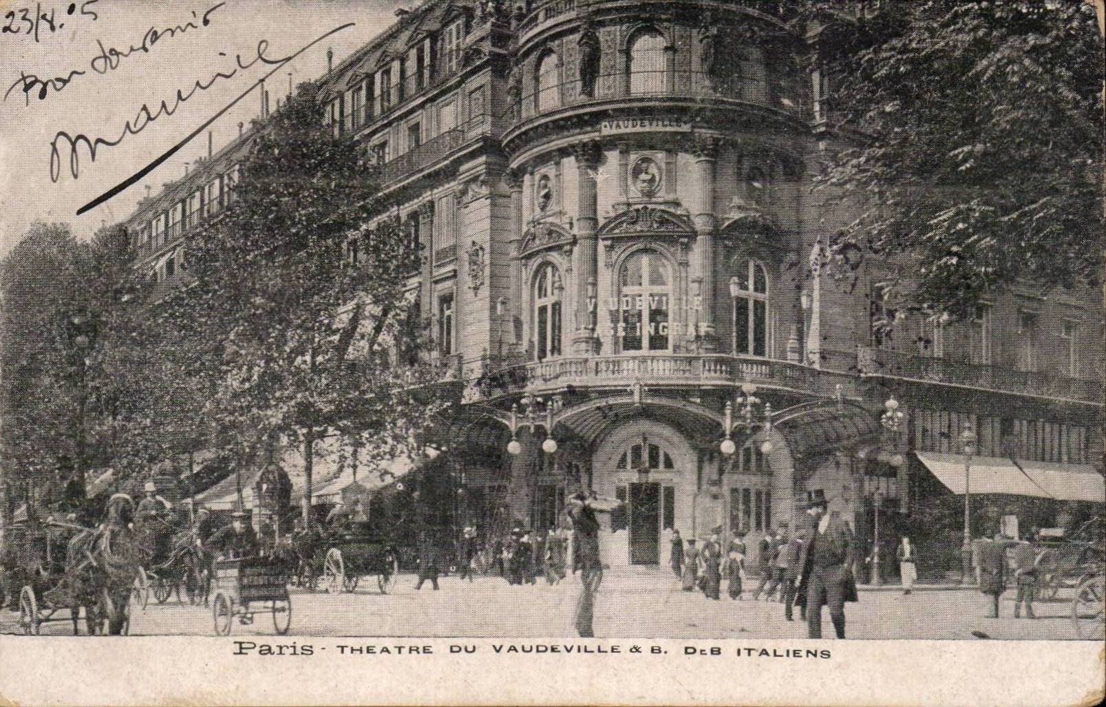 Paris - 2 - Theatre du Vaudeville - Boulevard des Italiens - CPA