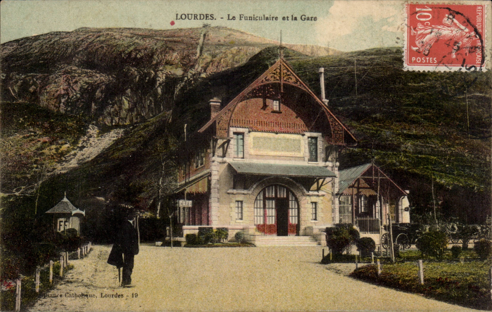Lourdes - Funicular and the Station - CPA