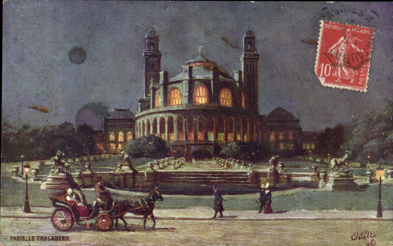 Paris - Le Trocadero - Illustration CPA 