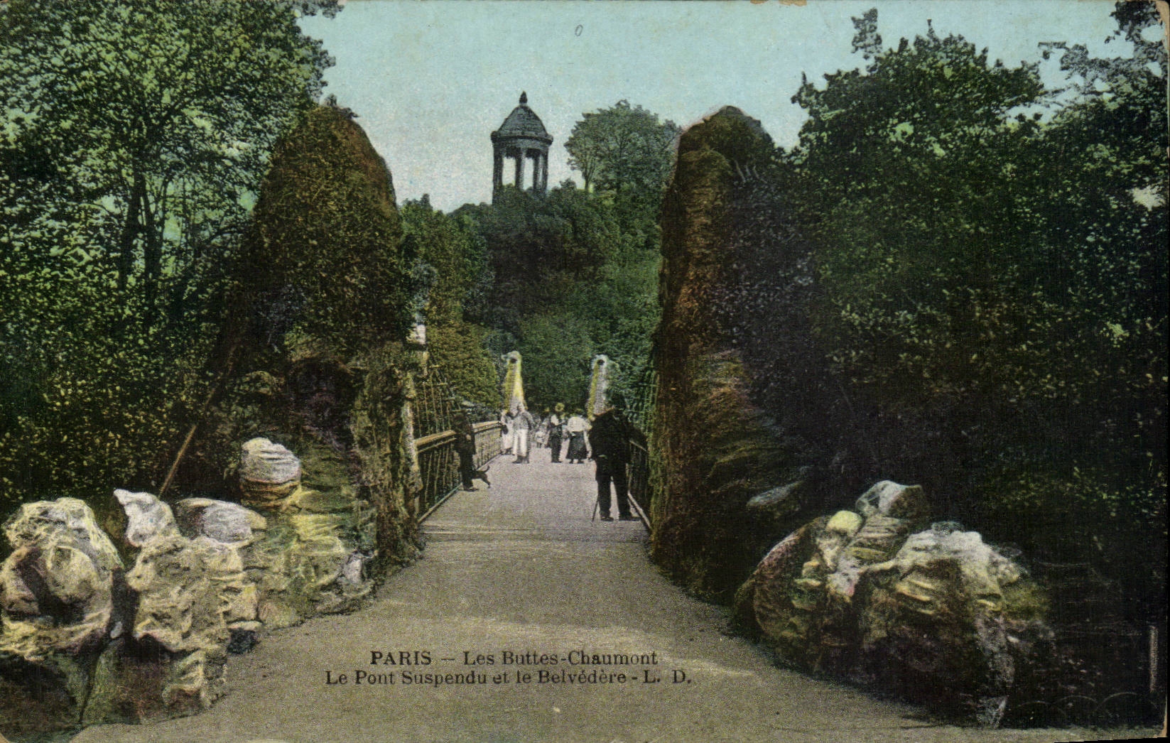 Paris - 19 - Chaumont Hillocks - the Suspended bridge and View-point CPA