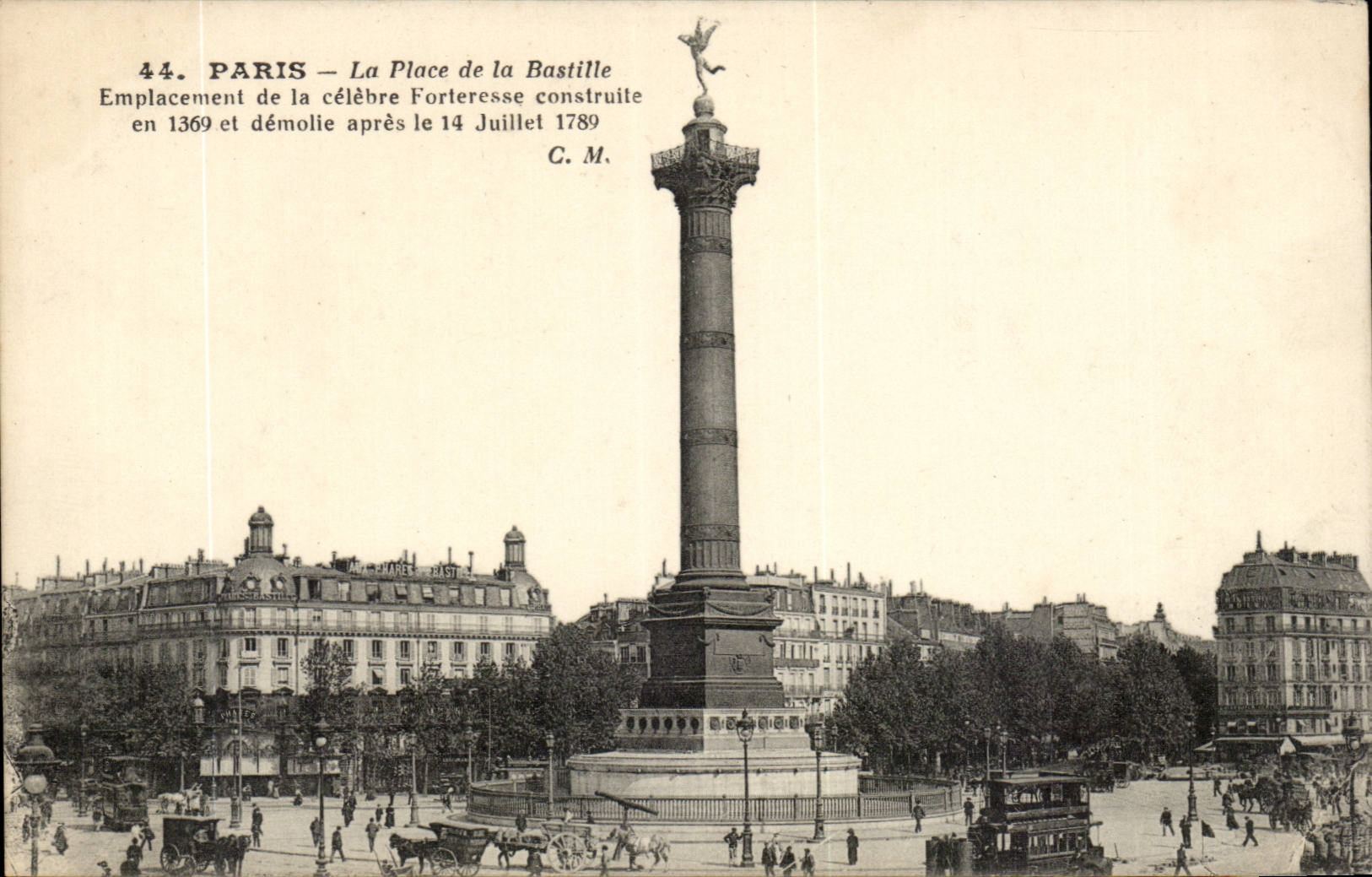 Paris - 11 - der Ort der Bastille CPA
