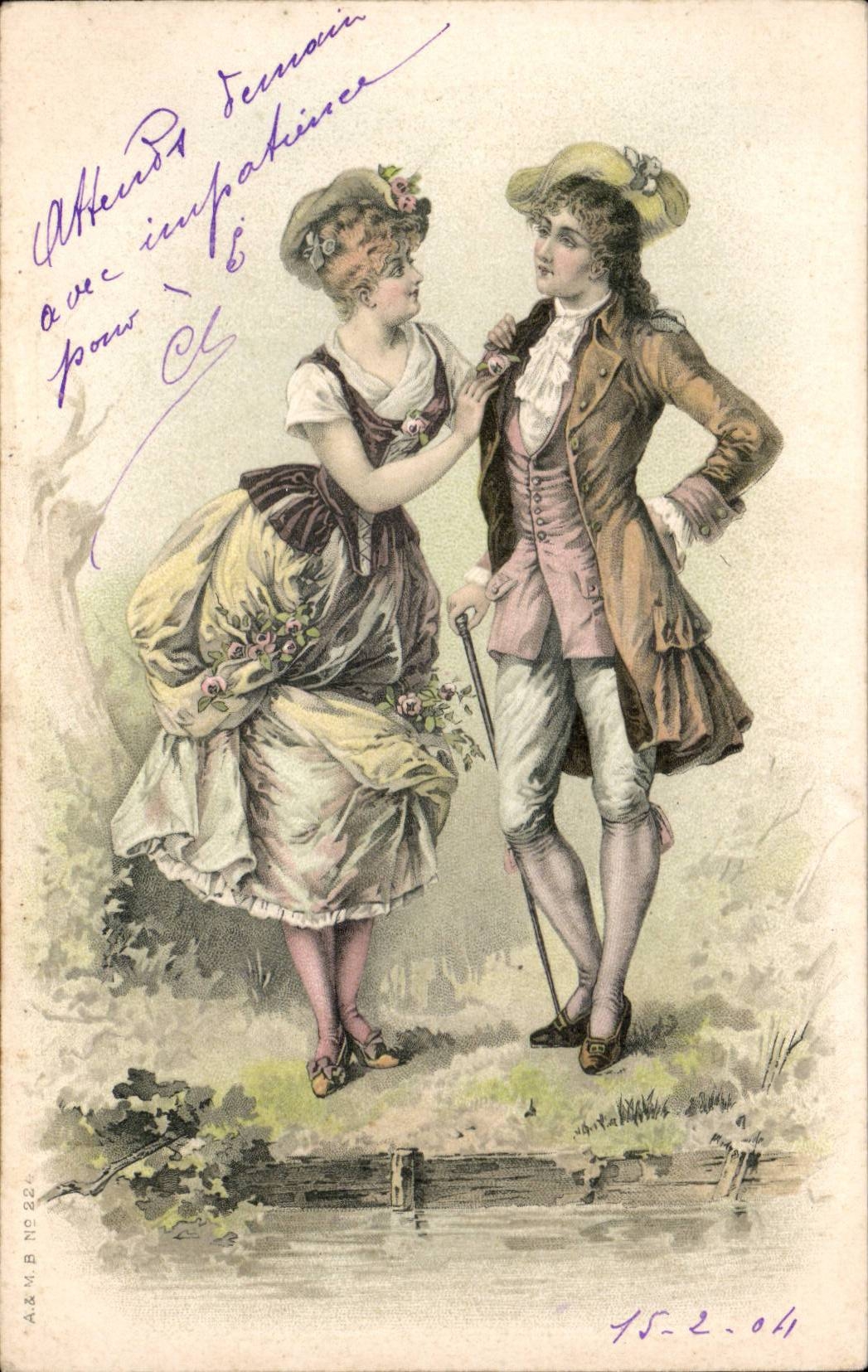 Fantaisie - Couple in elegant clothing CPA