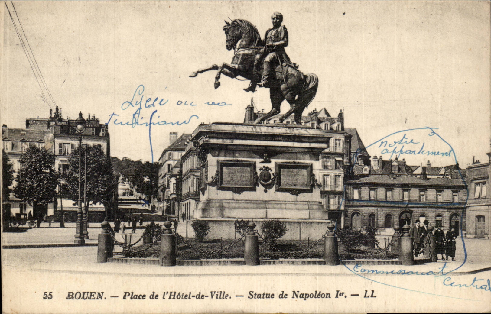 CPA Rouen Places town hall Statue of Napoleon 1st