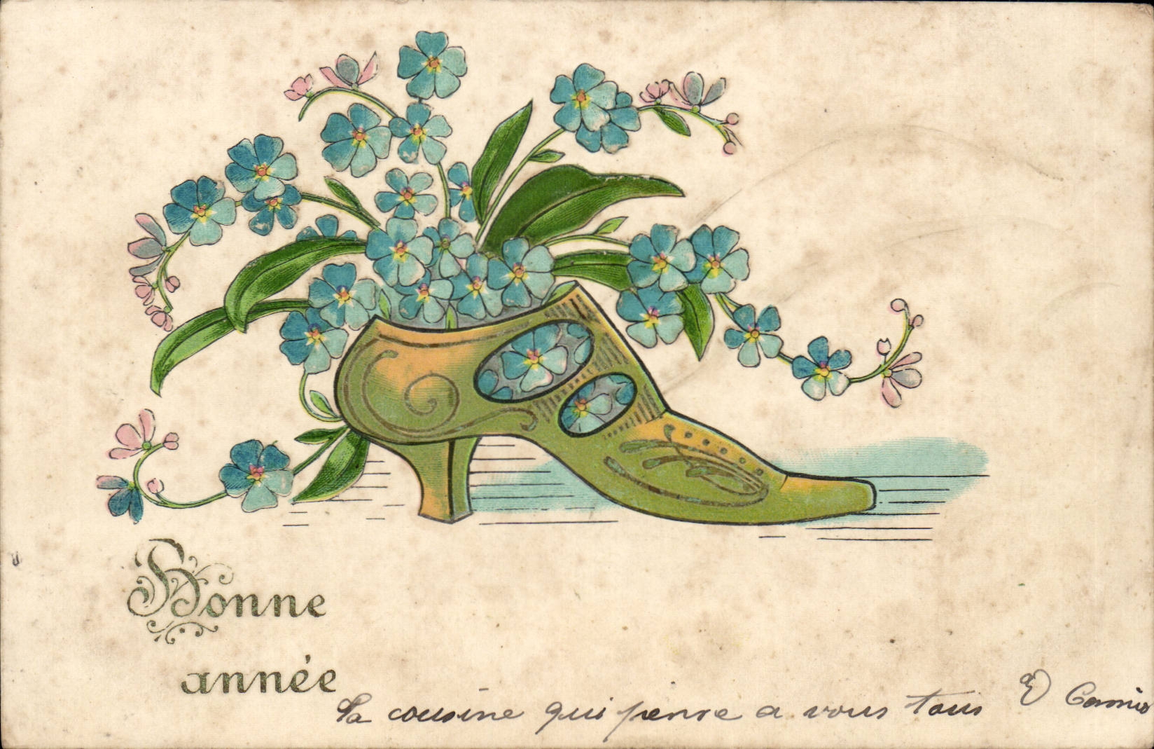 Festivals - Happy New Year - ancient shoe with flowers Shoe CPA