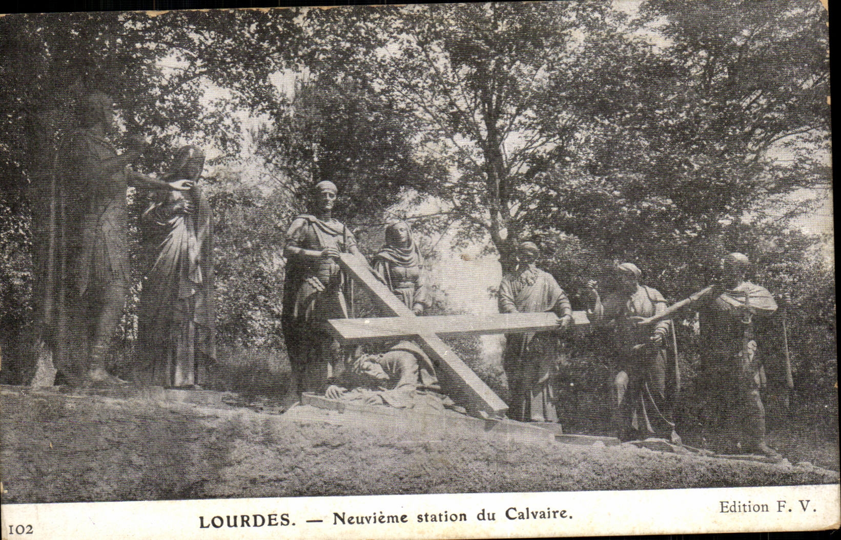 CPA Lourdes Ninth station of the martyrdom