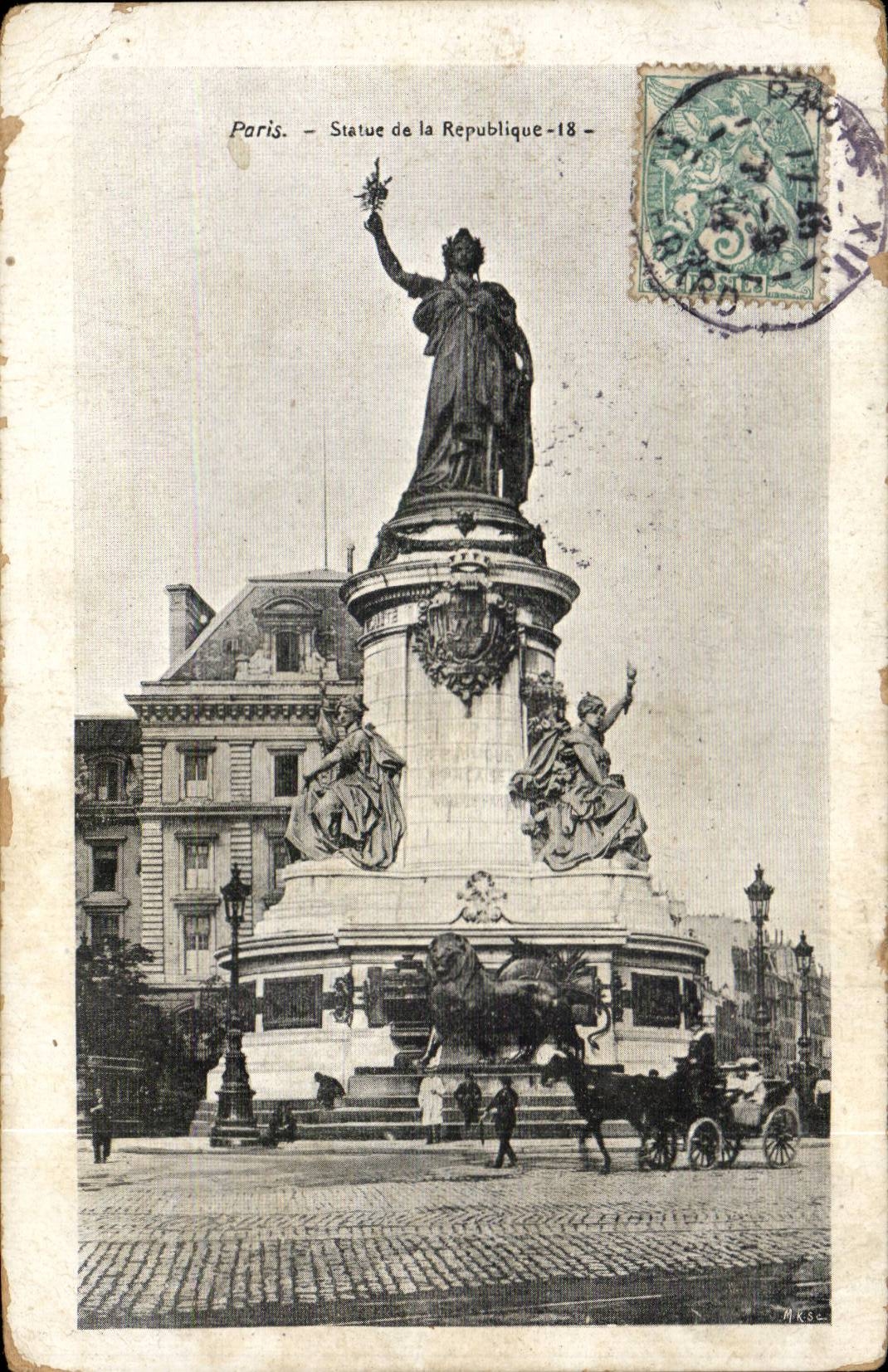 CPA Paris Statue of the Republic