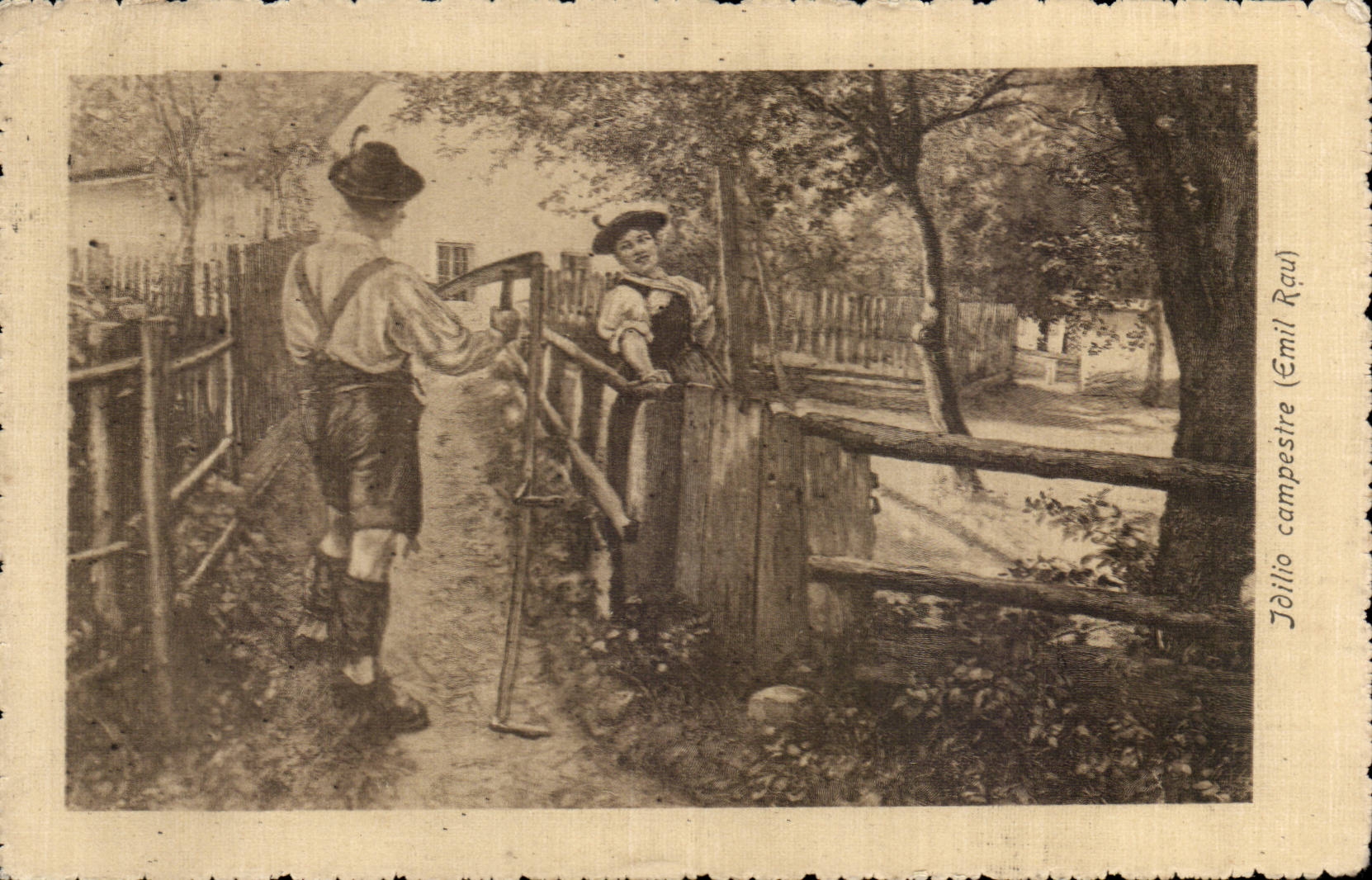 CPA Italy Italia Jdilio campestre (Emil Rau) (folklore costume caps)