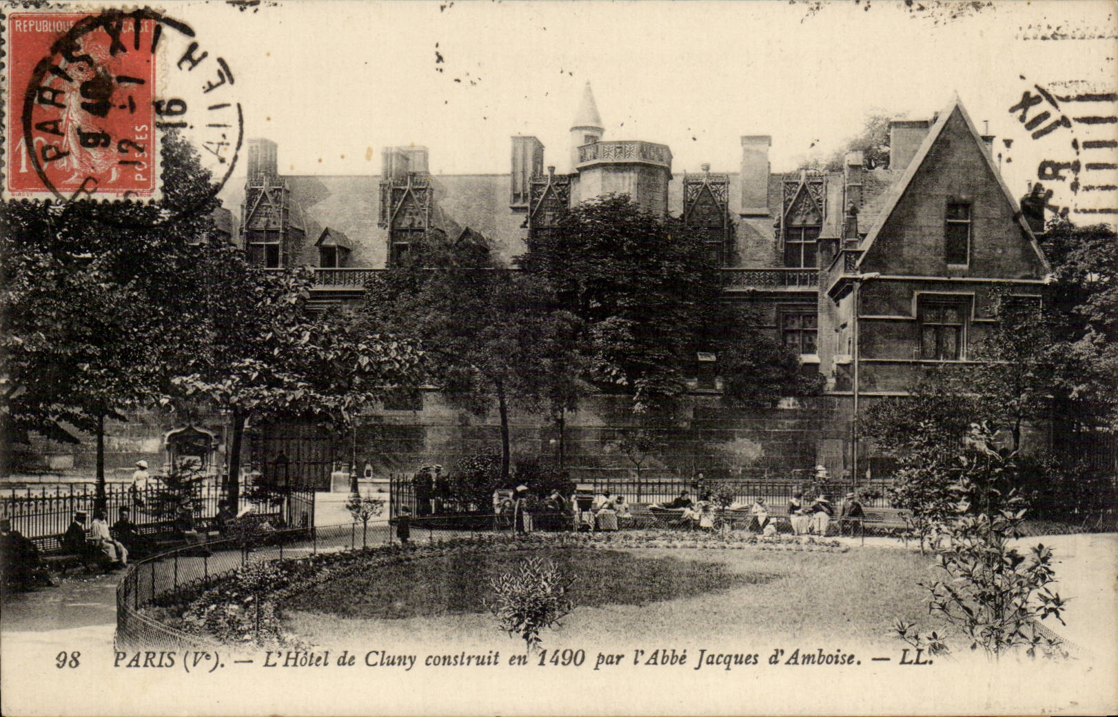 Paris CPA the hotele of Cluny built in 1490 by the abbot Jacques d' Amboise