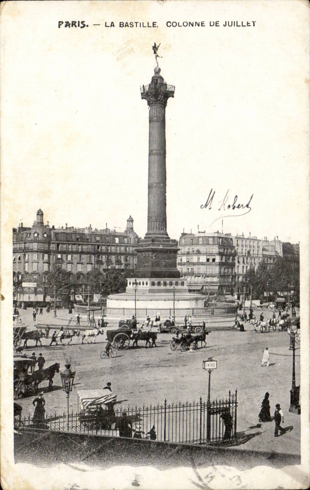 Paris CPA the place of the Bastille Column of July