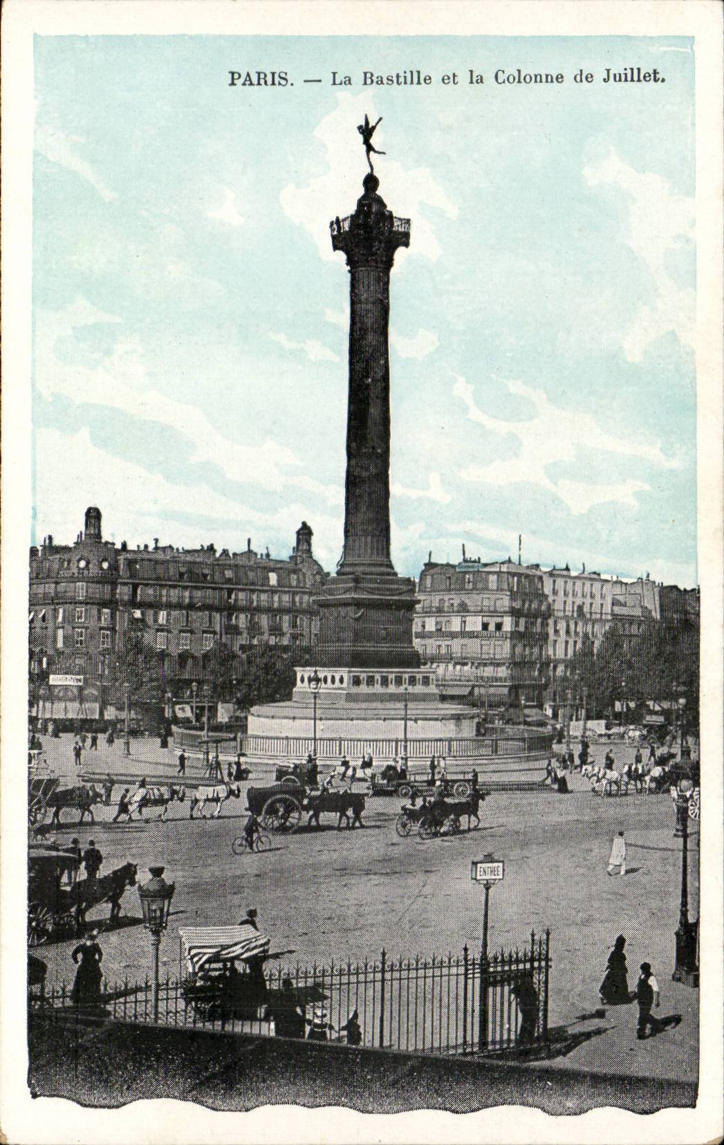 Paris CPA the place of the Bastille Column of July