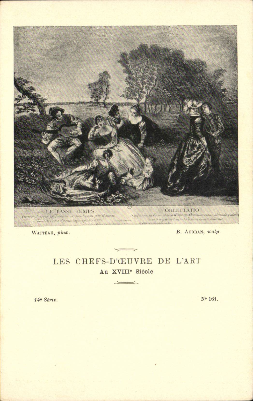CPA Fantaisie Les chefs d'oeuvre de l'art au 18eme Le passe temps WAtteau Audran