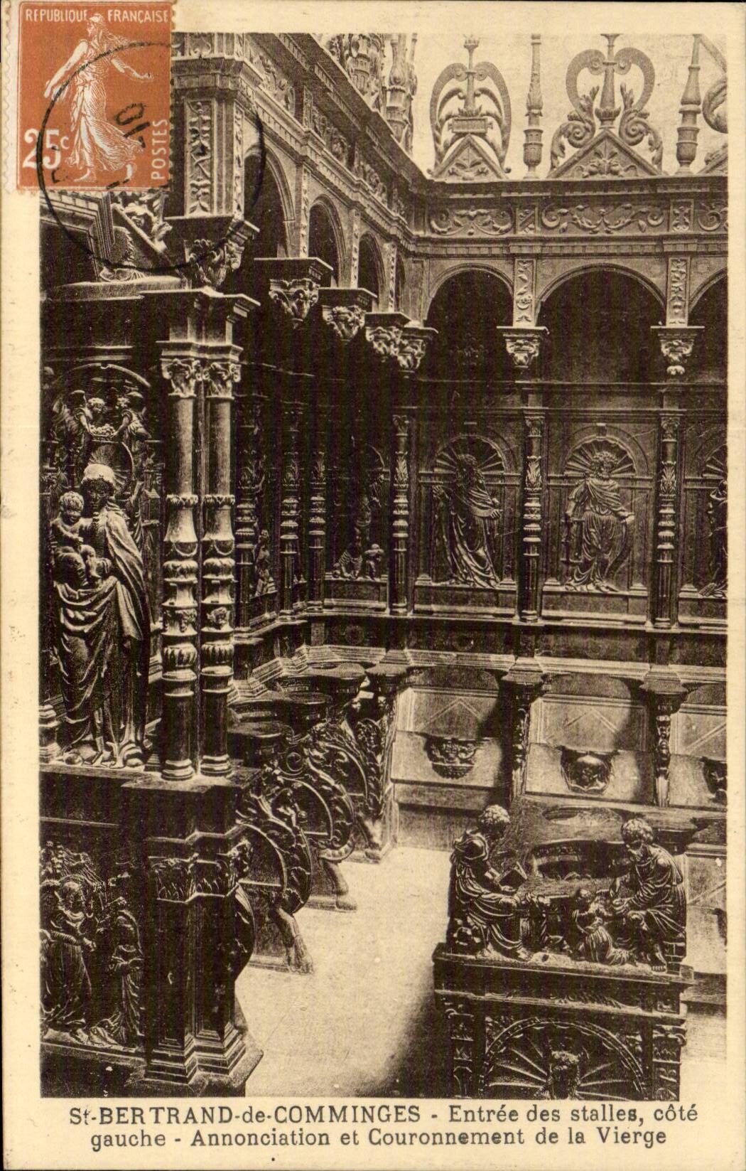 CPA St Bertrand de Comminges Entree of the stalls dimensions left Annonciation and crowning of the virgin