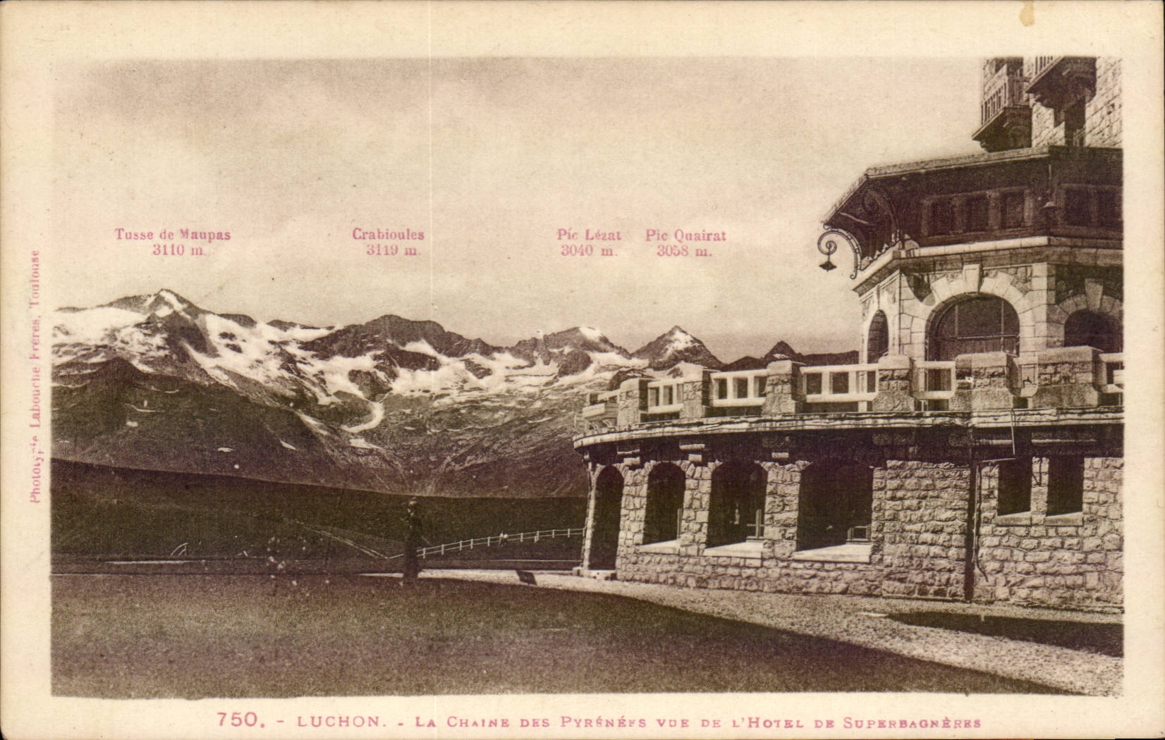 CPA Luchon the chain of the Pyrenees seen of the hotel of Superbagneres