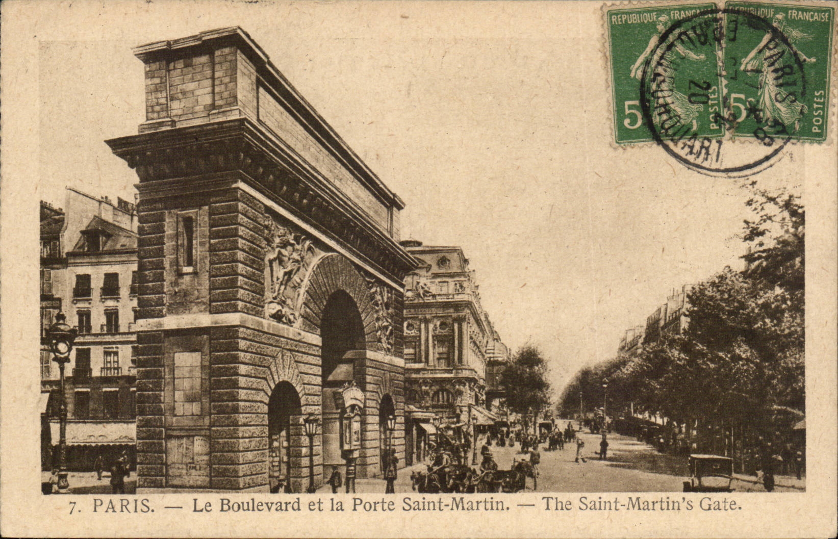 Paris CPA the boulevard and the door Saint Martin