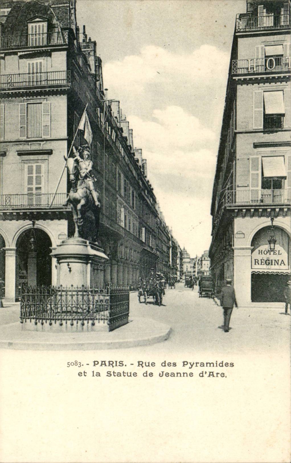 Paris CPA Street of the Pyramids and Statue of Jeanne d' Arc