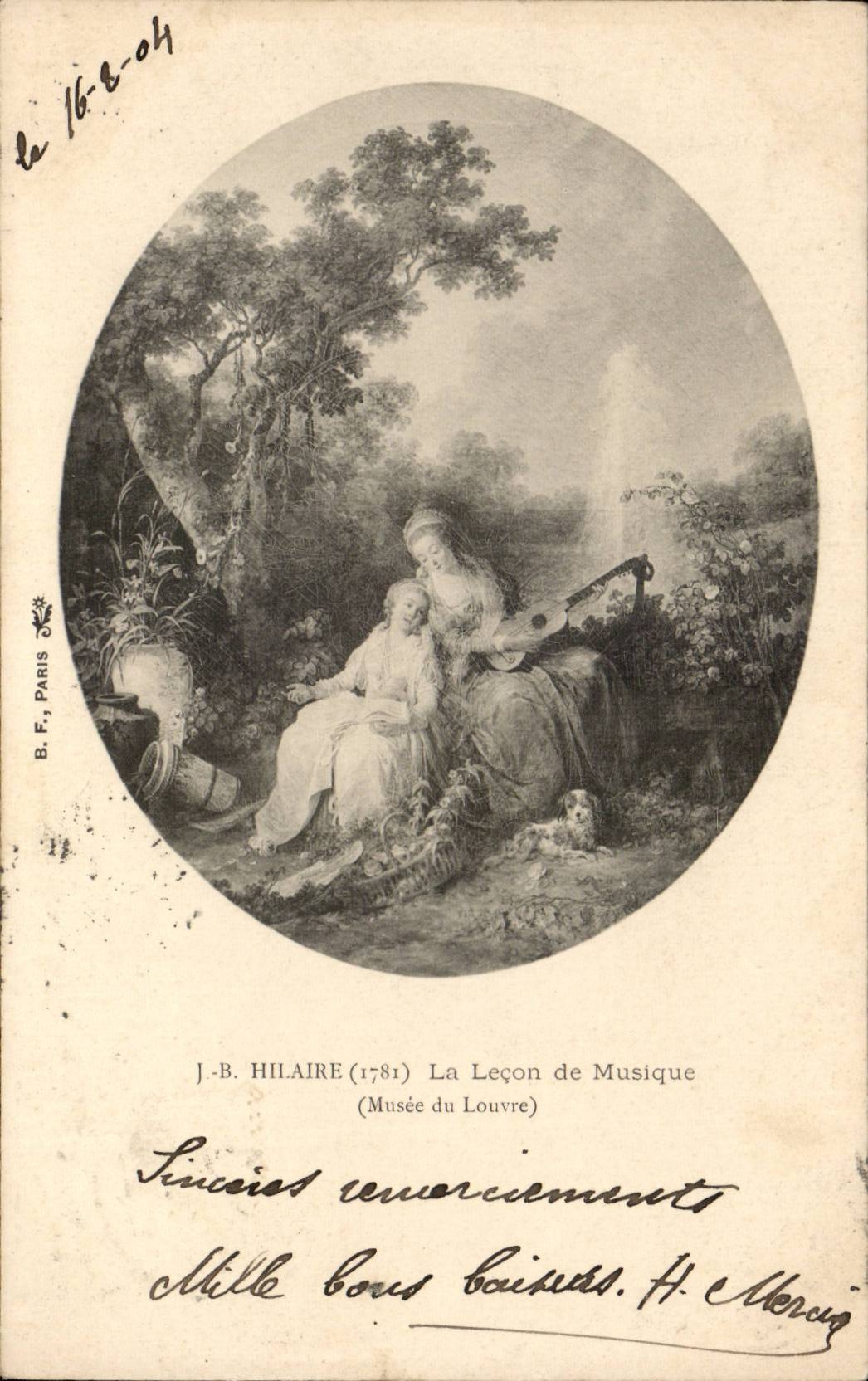 CPA Fantaisie Hilaire la lecon de musique Guitare Guitar Musee du Louvre Paris 
