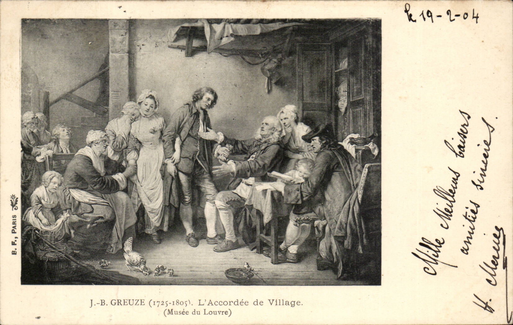 CPA JB Creuze L'accordee de village Musee du Louvre Paris 