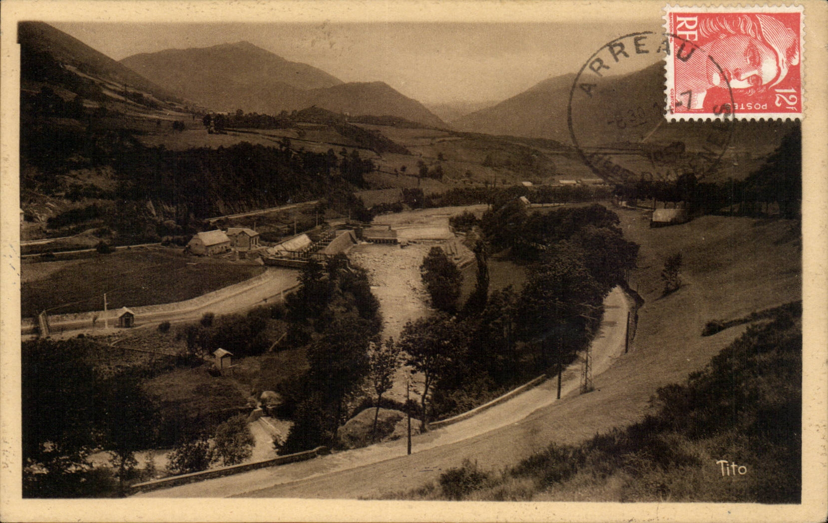Arreau CPA Strasse von Lannemezan gesehen auf das Tal von Louron