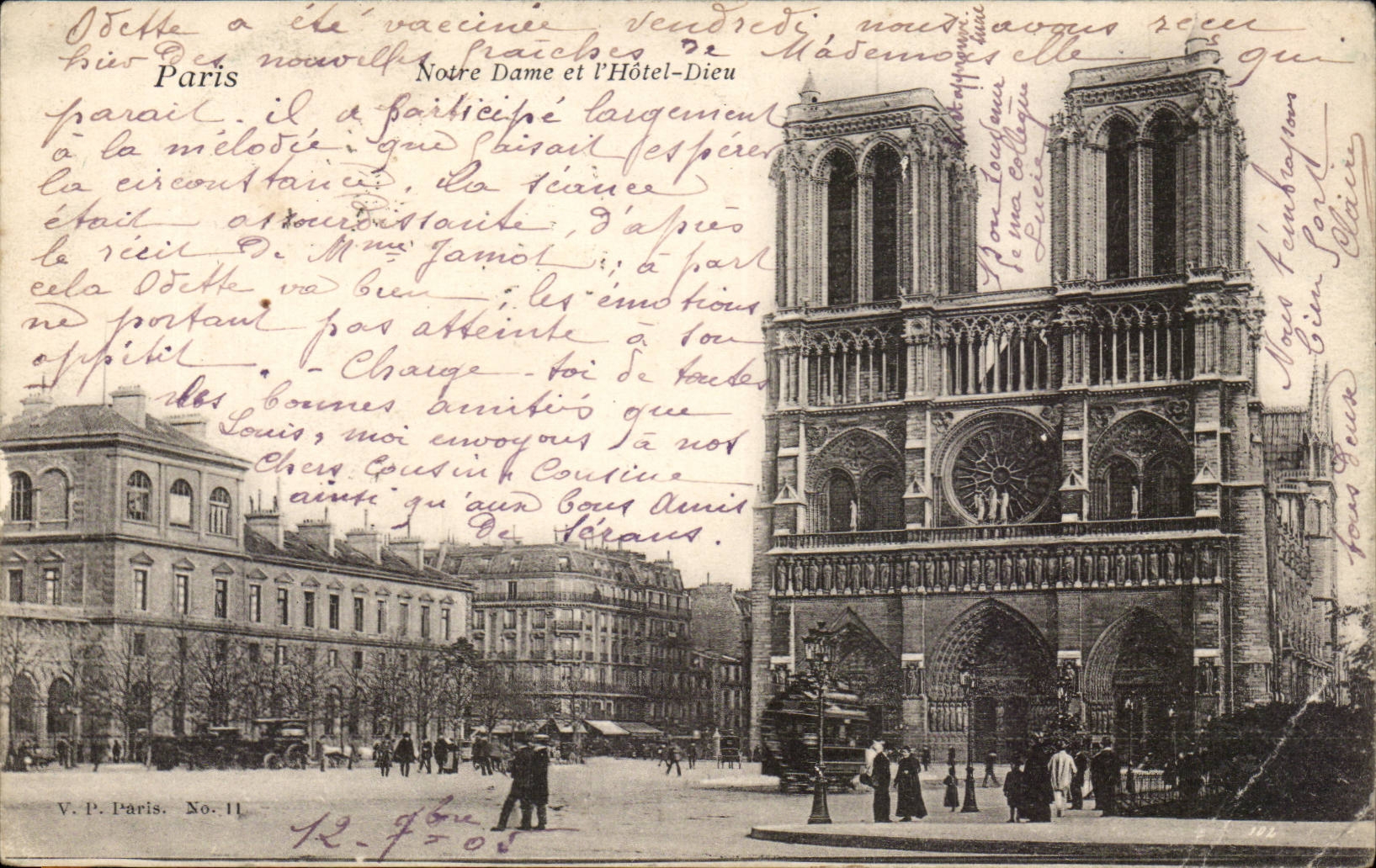 Paris CPA Notre DAme et l'hotel Dieu