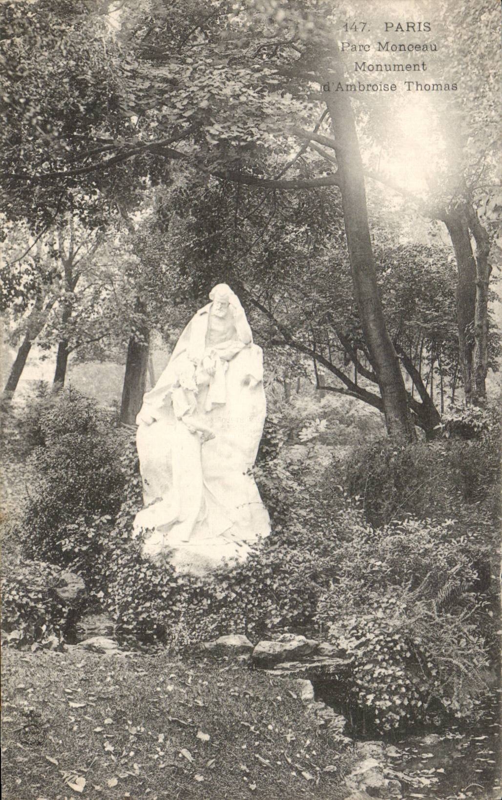 Paris CPA Park Heap Monument of Ambroise Thomas