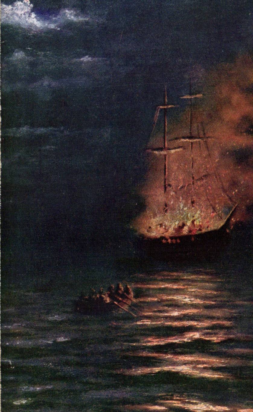 CPA Fantasy Boat Fire At sea