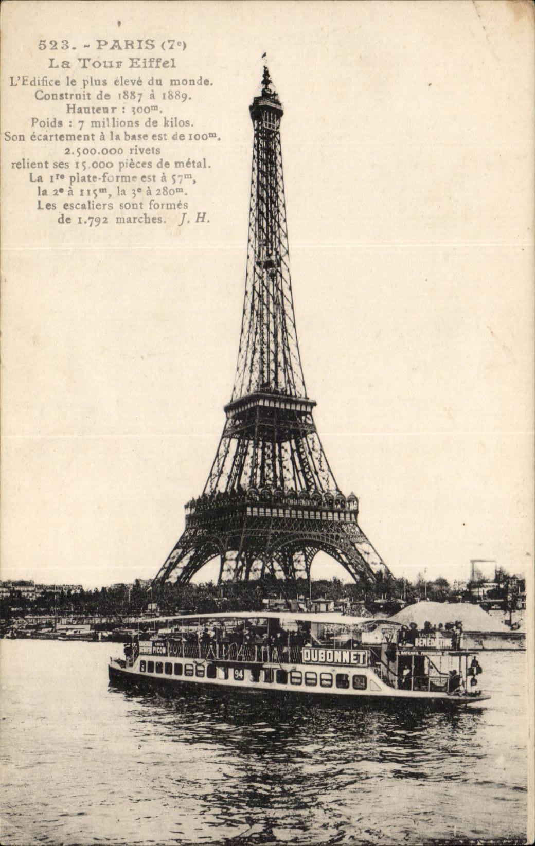 CPA Paris the Tower Eiffel Barge