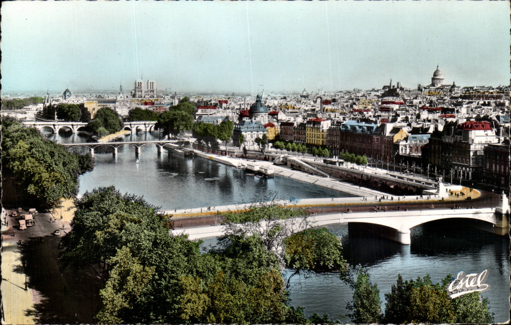 CPM Paris la Cite La Seine et les sept ponts
