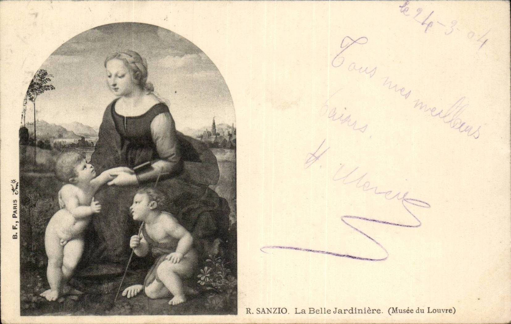 CPA Fantaisie Sanzio La belle ajrdiniere Musee du Louvre