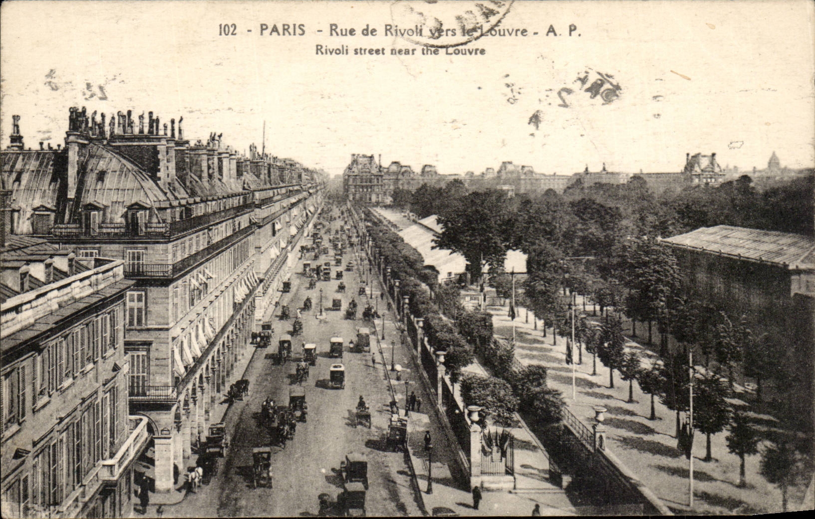 Paris CPA Rue de Rivoli vers le Louvre