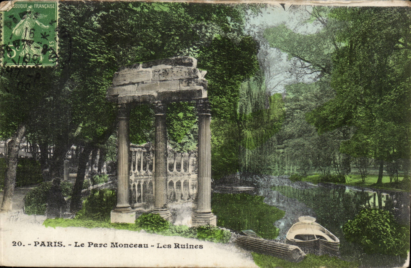 Paris CPA the park Heap ruins