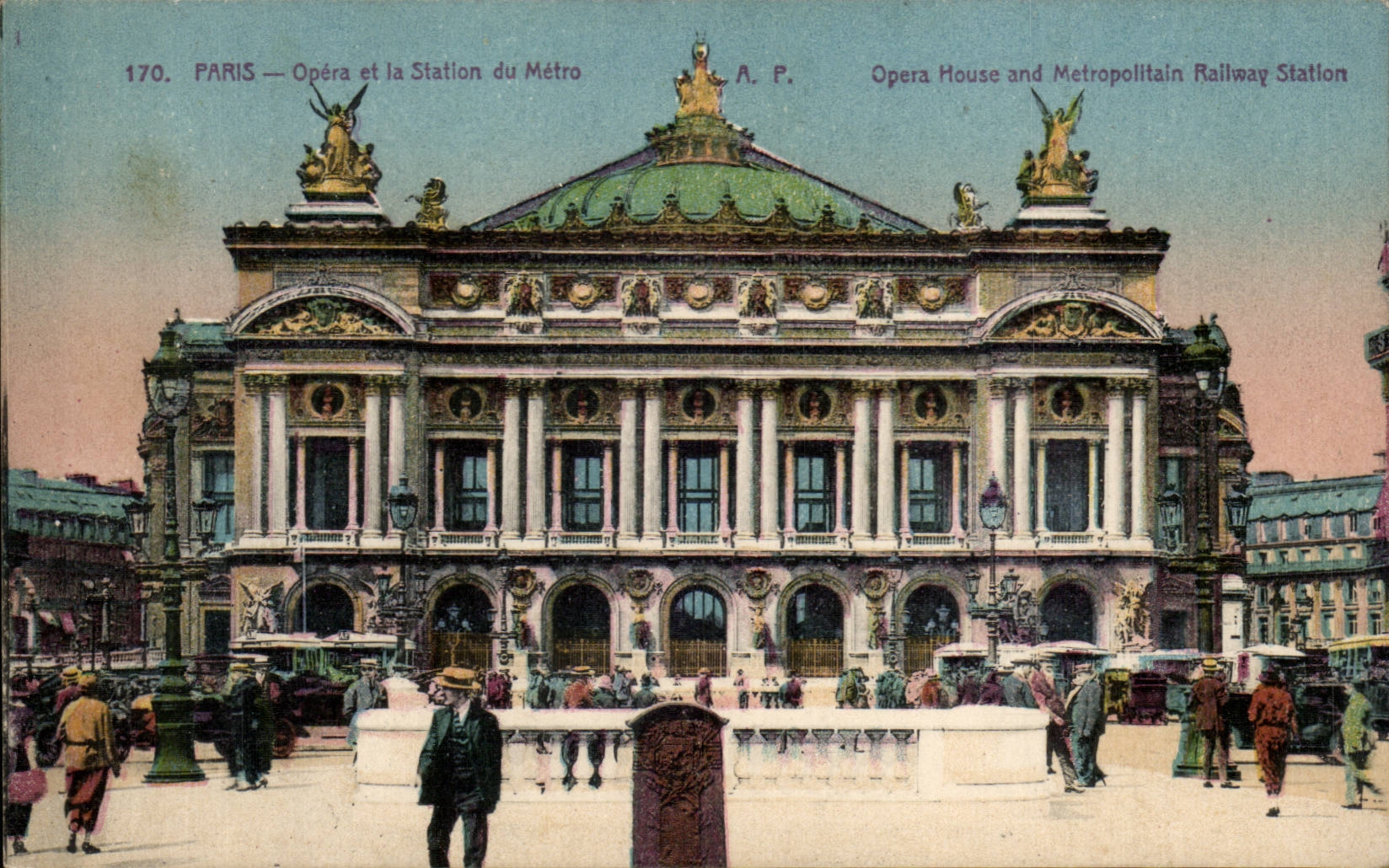 Paris CPA Opera and station of the subway