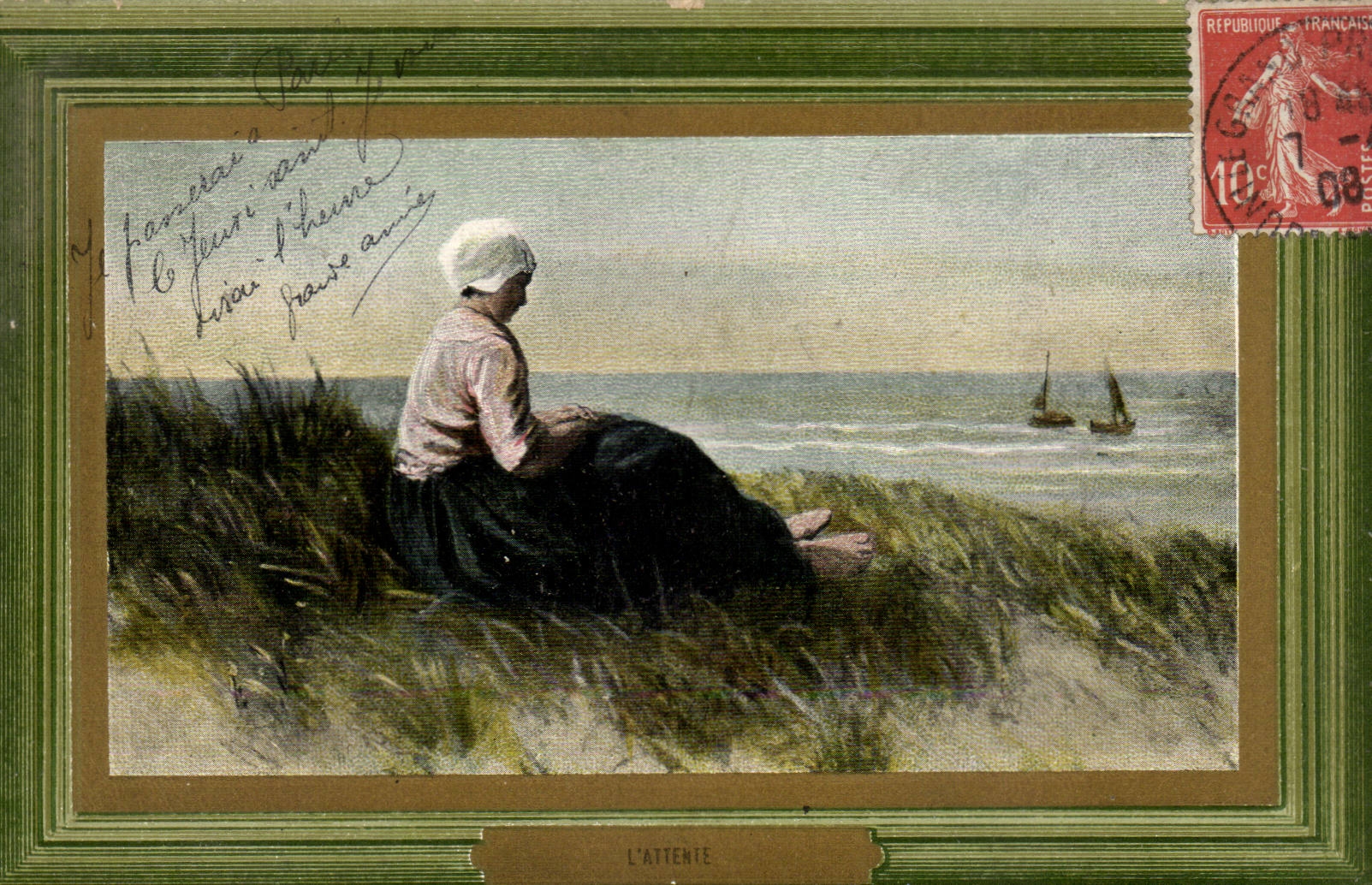 CPA Fantaisie Femme au bord de mer