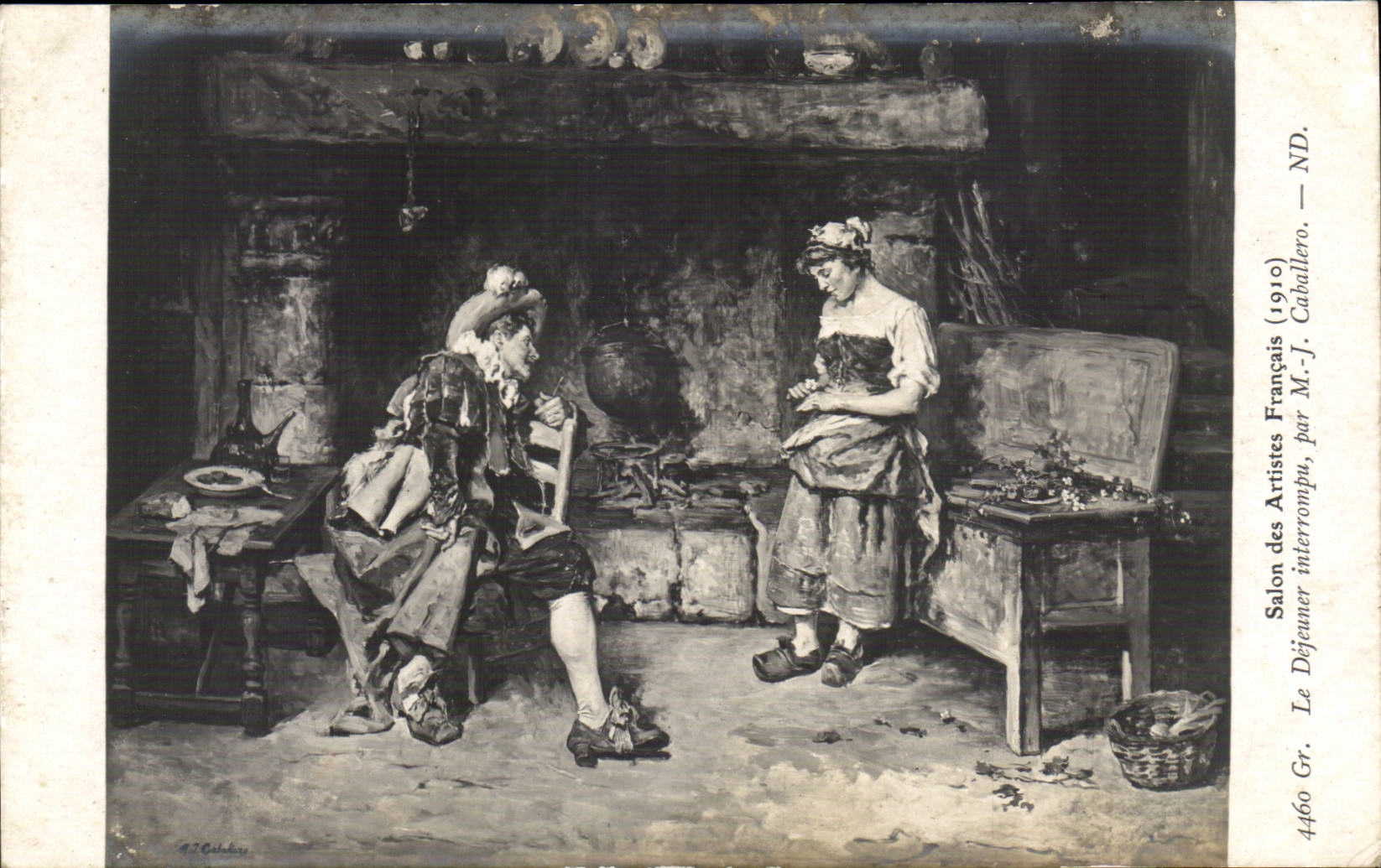 CPA SAlon des artistes francais Le dejeune interrompu par M Caballero