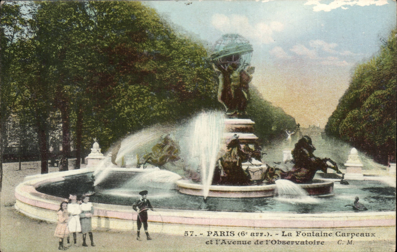 Paris CPA La fontaine Carpeaux et avenue de l'observatoire