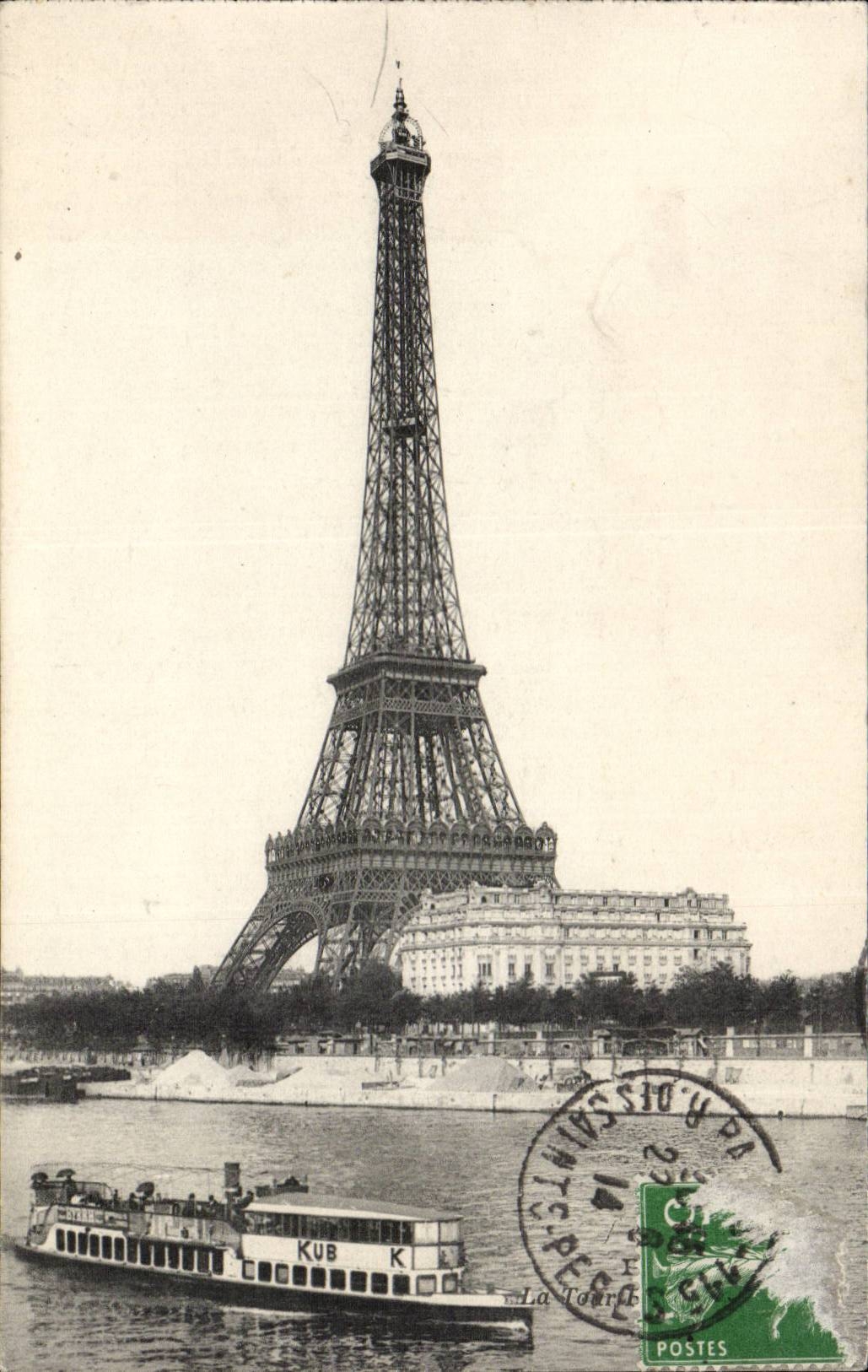 Paris CPA Eiffel Tower Barge