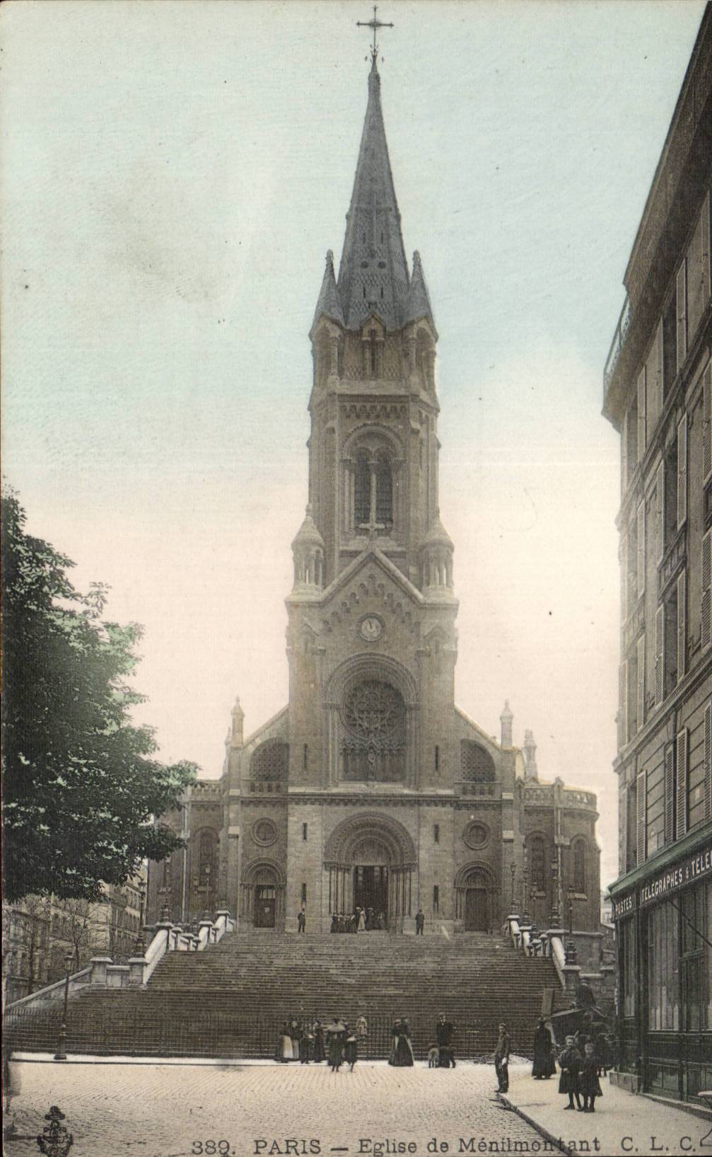 Paris CPA Church of Menilmontant