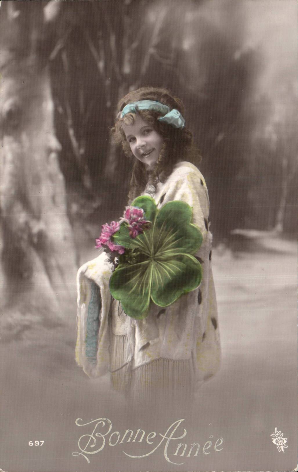 CPA Fantasy Child Happy New Year Clover