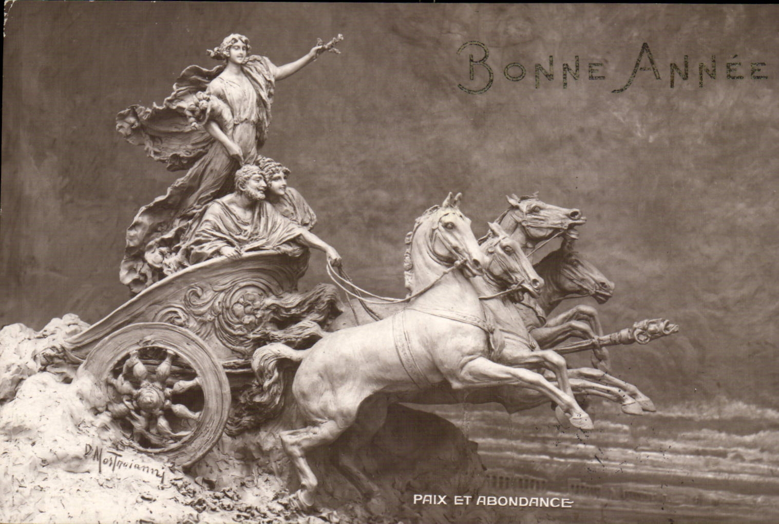 CPA Phantasie-gluckliches neues Jahr Friedens-und abondacepferde