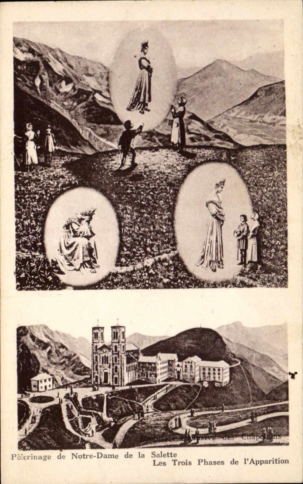 CPA Lourdes Pilgrimage of Our Lady of Salette three phases of the appearance