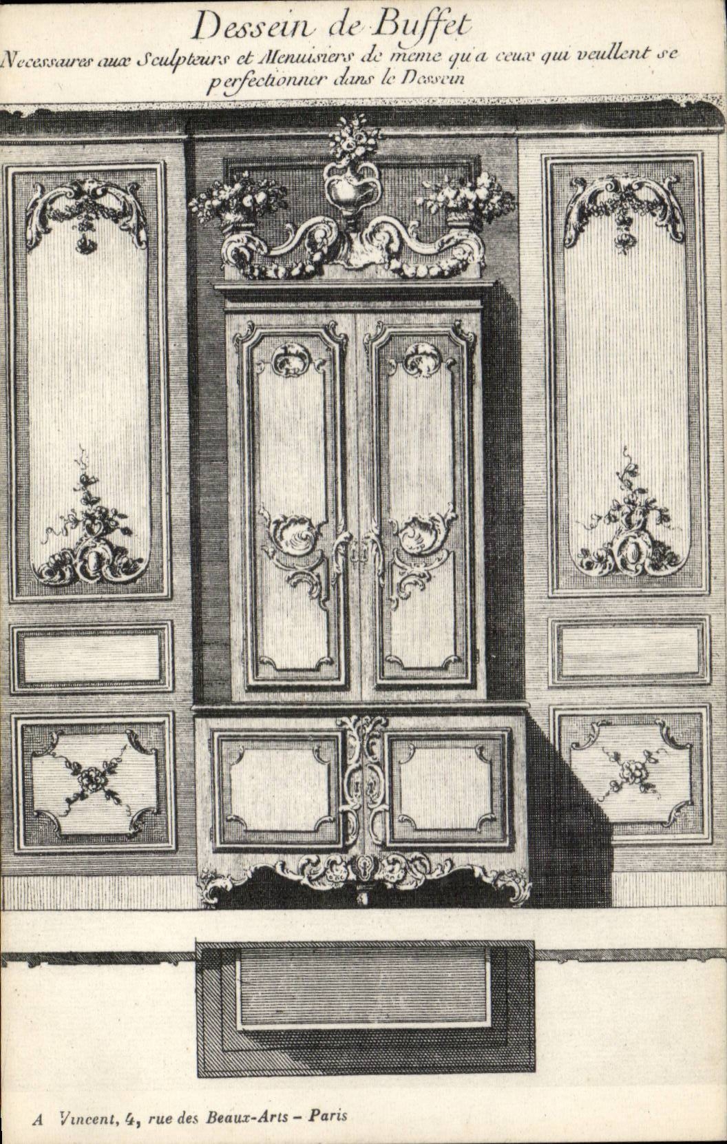 Paris CPA Dessin de Buffet A Vincent Rue des Beaux Arts