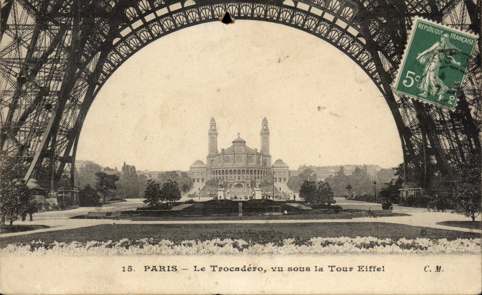 Paris CPA Trocadero Seen under the Eiffel Tower